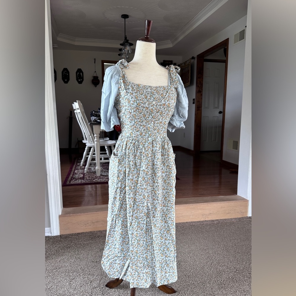 Calista Floral Pinafore Maxi Dress (see description)